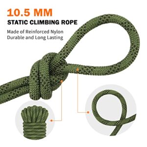 AOLEBA 10.5 mm Static Climbing Rope 10M(32ft) 20M(64ft) 30M(96ft) 50M(160ft) 70M(230ft) Outdoor Rock Climbing Rope, Escape Rope Ice Climbing Equipment Fire Rescue Parachute Rope