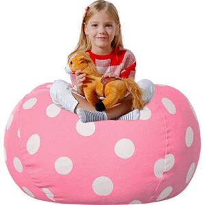 aubliss stuffed animal bean bag storage chair (light pink dot, medium (32''))
