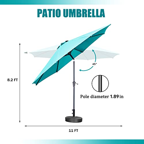 HYD-Parts 11 FT Large Patio Umbrella Waterproof and Sun Shade 360-Degree Outdoor Umbrella with Tilt and Crank (Blue)