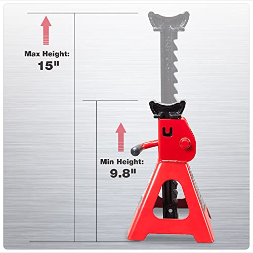 Jack Boss Jack Stands 2 Ton (4,400 LBs) Low Profile Lifting Car Stand, Fit Use for Cars Automotive Sedans, Red, 2 Pack