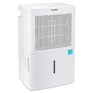 ivation 4,500 sq. ft energy star dehumidifier, large capacity compressor de-humidifier for extra big rooms and basements w/continuous drain hose connector, humidity control, auto shutoff and restart