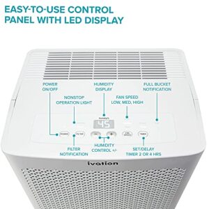 Ivation 4,500 Sq. Ft Energy Star Dehumidifier, Large Capacity Compressor De-humidifier for Extra Big Rooms and Basements w/Continuous Drain Hose Connector, Humidity Control, Auto Shutoff and Restart