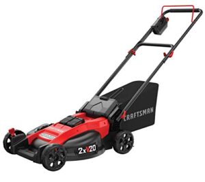 craftsman v20 lawn mower, push mower, lightweight and portable, grass bag, battery and charger included (cmcmw220p2)