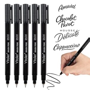 vitoler calligraphy pens, hand lettering pens, 5 pack black ink technical pens for beginners, writing, drawings, sketching,signature,bullet journaling,caricature illustration,scrapbooking