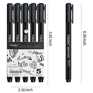 Vitoler Calligraphy Pens, Hand Lettering Pens, 5 Pack Black Ink Technical Pens For Beginners, Writing, Drawings, Sketching,Signature,Bullet Journaling,Caricature Illustration,Scrapbooking