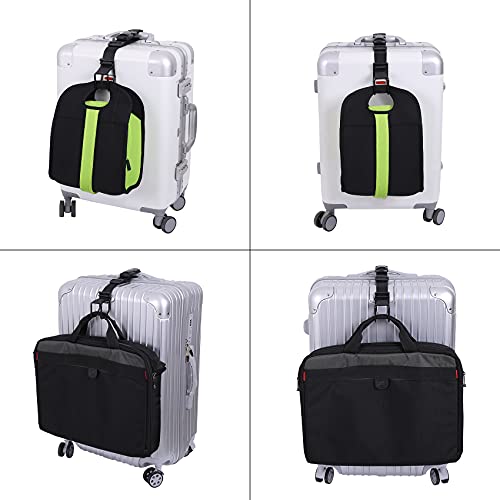 Luggage Hook Strap,J Hook for add a Bag Luggage,Multi Adjustment Bag Strap Hook with Hands Free(Black-Middle Size)