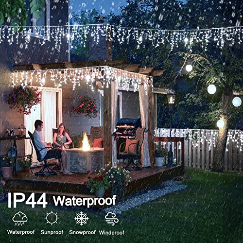 Christmas Icicle Lights Outdoor - 66ft 640 LED 8 Modes Connectable Curtain Fairy String Lights with Timer Memory, Plug in Waterproof for Home Decoration Holiday Eaves Yard Party Indoor (Cool White)