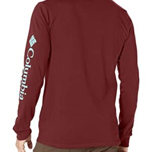 Columbia Mens Long Sleeve Tee Shirt Outdoors; Fishing; Camping; Hiking T Shirt, Rich Wine with Gulfstream, Large US