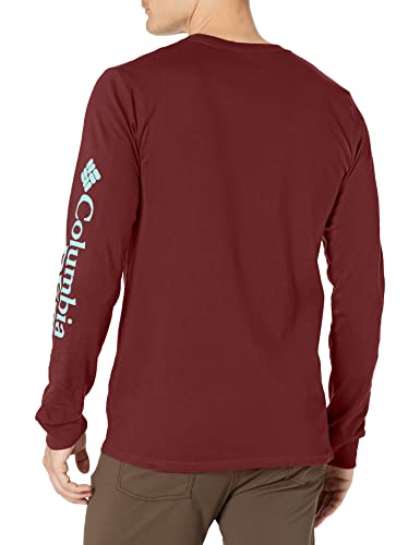 Columbia Mens Long Sleeve Tee Shirt Outdoors; Fishing; Camping; Hiking T Shirt, Rich Wine with Gulfstream, Large US