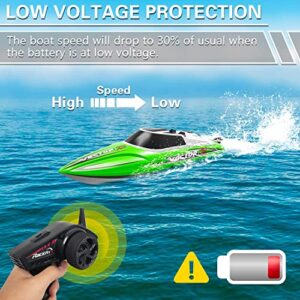 VOLANTEXRC RC Boat 20MPH Fast RC Boat for Adults 2.4Ghz Remote Control Boat for Pools and Lake with 2 Rechargeable Batteries Toys Gifts for Boys Girls Green