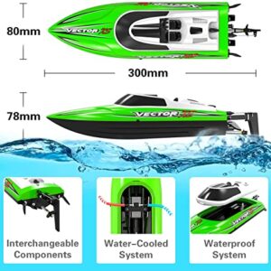 VOLANTEXRC RC Boat 20MPH Fast RC Boat for Adults 2.4Ghz Remote Control Boat for Pools and Lake with 2 Rechargeable Batteries Toys Gifts for Boys Girls Green