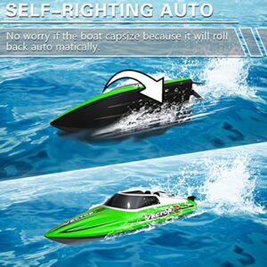 VOLANTEXRC RC Boat 20MPH Fast RC Boat for Adults 2.4Ghz Remote Control Boat for Pools and Lake with 2 Rechargeable Batteries Toys Gifts for Boys Girls Green