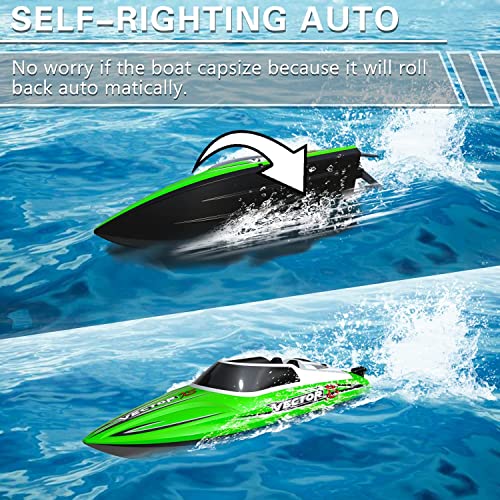 VOLANTEXRC RC Boat 20MPH Fast RC Boat for Adults 2.4Ghz Remote Control Boat for Pools and Lake with 2 Rechargeable Batteries Toys Gifts for Boys Girls Green