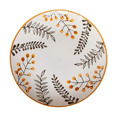 PRETYZOOM Round Serving Platter Leaf Ceramic Retro Food Dishes Seasoning Dish- for Sushi Dipping Dish, Cookie Serving Dishes, Leaf Pattern Small Tea Bag Holder Round Cake Pan