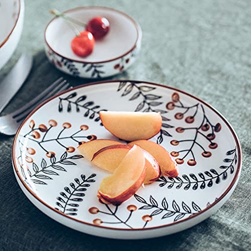 PRETYZOOM Round Serving Platter Leaf Ceramic Retro Food Dishes Seasoning Dish- for Sushi Dipping Dish, Cookie Serving Dishes, Leaf Pattern Small Tea Bag Holder Round Cake Pan