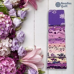 Needles Quilt Studio - 2.5" Precut 40 Fabric Strip Bundle (Amethyst Garden) | Cotton Strips Bundles for Quilting - Jelly Rolls for Quilting Fabrics Quilters & Sewing - Jellyroll Cloth for Quilts