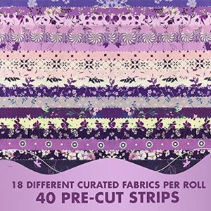 Needles Quilt Studio - 2.5" Precut 40 Fabric Strip Bundle (Amethyst Garden) | Cotton Strips Bundles for Quilting - Jelly Rolls for Quilting Fabrics Quilters & Sewing - Jellyroll Cloth for Quilts