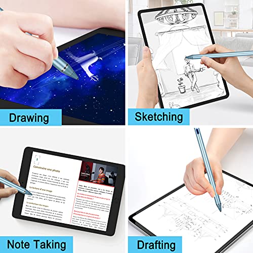 Active Stylus Pens for Touch Screens,1.5mm Fine Point Rechargeable Digital Pencil Capacitive Pen Fine Point Stylist Pen Pencil Compatible with i-Phone i-Pad and Other Tablets (Blue)