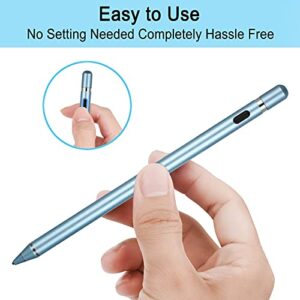 Active Stylus Pens for Touch Screens,1.5mm Fine Point Rechargeable Digital Pencil Capacitive Pen Fine Point Stylist Pen Pencil Compatible with i-Phone i-Pad and Other Tablets (Blue)