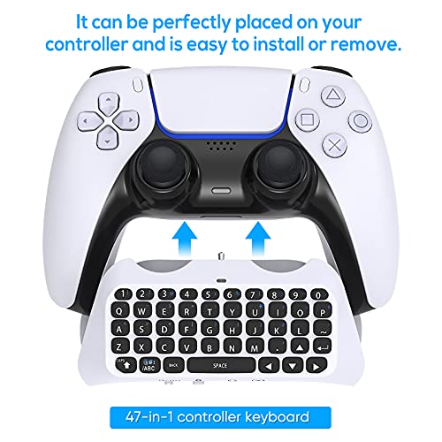 Klipdasse Wireless Keyboard for PS5 Controller, Bluetooth 3.0 Mini Chatpad Message Game Keyboard Keypad Built-in Speaker with 3.5mm Audio Jack for Messaging and Gaming Live Chat, for Playstation 5