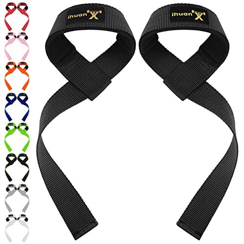 ihuan Lifting Wrist-Straps Gym for Weightlifting - Deadlift Straps for Men and Women | Workout Straps with Hand Straps for Weight Lifting | Deadlifting | Exercise | Training