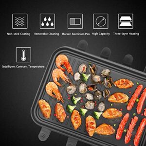 Indoor Grill Smokeless Korean BBQ Grill 2 IN 1 Griddle Electric Grill Raclette Table Grill Kitchen Appliances with 8 Mini Grill Cheese Pans Christmas Gift Removable Non-Stick Temperature Control,1500W