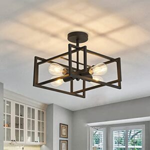 zglaojt 4-lights close to ceiling light，black light fixture industrial flush mount ceiling light ，farmhouse chandelier lighting for kitchen island dining room bedroom foyer hallway