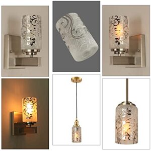 Voguad Electroplated Floral Pattern Replacement Glass Lamp Shade 2 Pack, Frosted Glass Light Cover for Light Fixture,Glass Shade for Wall Sconce,Kitchen Pendant Light,Bedside Lamp,1 5/8 Inch Fitter