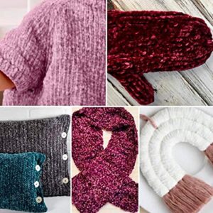 (4-Pack) JUST Skeins Velvet Chenille Yarn Soft Yarn for Crochet Knit - Total Length 4×60m (4×65yds, 50g×4) (White)