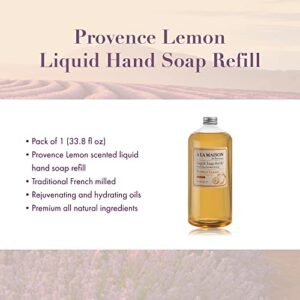 A LA MAISON Provence Lemon Liquid Hand Soap - Triple French Milled Natural Moisturizing Hand Soap Refill (33.8 oz Bottle)