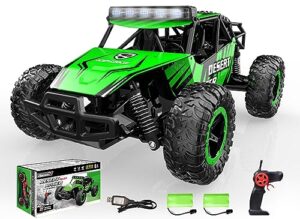 racent remote control car, 2.4ghz high speed 20kph rc cars for boys, 1:16 scale all terrain monster truck off road rc truck electric toys with headlight and rechargeable batteries for kids & adults