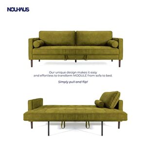 Nouhaus Module, Sleeper Sofa Bed Couch. 7ft Luxury Convertible Sofa Futon Bed with No Roll Together Latex. Moss Woven Pull Out Couch Bed for Bedroom Couch, Small Apartment Furniture Sofas or RV Couch