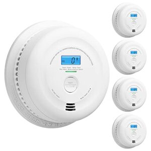 x-sense 10-year battery smoke and carbon monoxide detector with lcd display, dual sensor smoke and co alarm complies with ul 217 & ul 2034 standards, auto-check, sc08, 5-pack