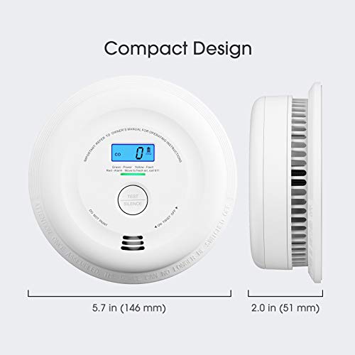 X-Sense 10-Year Battery Smoke and Carbon Monoxide Detector with LCD Display, Dual Sensor Smoke and CO Alarm Complies with UL 217 & UL 2034 Standards, Auto-Check, SC08, 5-Pack