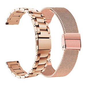vicrior bands compatible with 19mm id205l veryfitpro smartwatch stainless steel + mesh strap bracelet replacement band for id205l, id205g id205 id205u id205s, rose gold