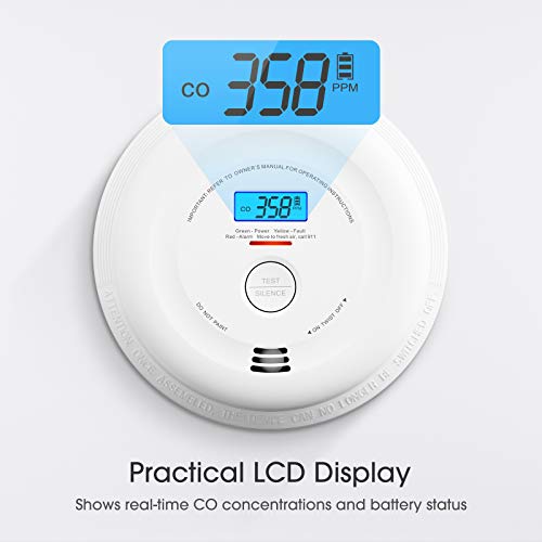 X-Sense 10-Year Battery Smoke and Carbon Monoxide Detector with LCD Display, Dual Sensor Smoke and CO Alarm Complies with UL 217 & UL 2034 Standards, Auto-Check, SC08, 5-Pack