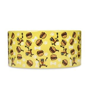 spongebob squarepants for pets krabby patty dog food bowl, 6 inch | spongebob dog bowls, ceramic dog bowls for medium sized dogs and all dogs, food bowl holds 3.5 cups, yellow, ff16932