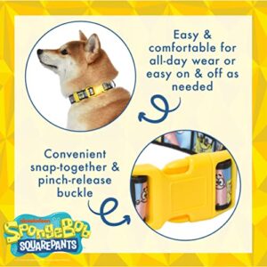 SpongeBob SquarePants for Pets Characters Best Friends Dog Collar, Size Large (L) | Cute Yellow Large Dog Collar for Large Dogs from Nickelodeon Spongebob, Dog Apparel & Accessories