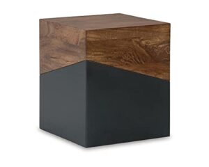 signature design by ashley trailbend eclectic accent end table, brown & gunmetal