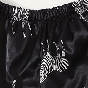 WDIRARA Women's Sleepwear Zebra Print Shirt and Shorts Cute Pajama Set Animal Black XL