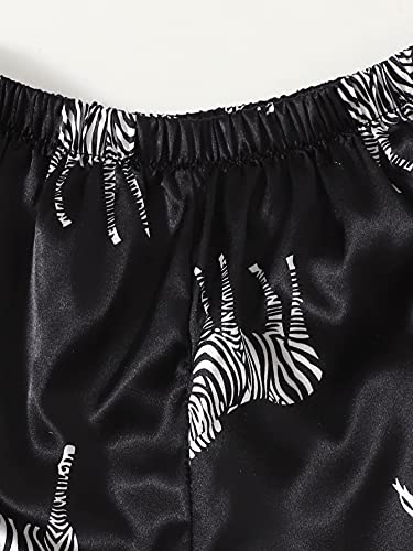 WDIRARA Women's Sleepwear Zebra Print Shirt and Shorts Cute Pajama Set Animal Black XL