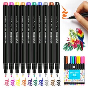 piochoo calligraphy pens,10 refill colors brush markers hand lettering pens for beginners, hand writing, drawing, sketching, journaling, illustrations