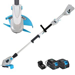 2x40v cordless string trimmers kit lightweight grass trimmer & edger weed trimmer alu foldable shaft for garden, including 6 spare blades, 2pc battery & 1pc charger