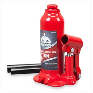 jack boss bottle jack 4 ton (8,800 lbs) welded hydraulic car jack with pump handle, fit use for cars automotive sedans, red