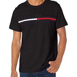 Tommy Hilfiger mens Short Sleeve Logo T-shirt T Shirt, Jet Black, Large US