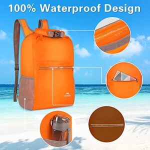Dry Bag, Marine Dry Sack Waterproof Backpack with Small Wet Bags for Kayaking Floating Swimming Boating, Lightweight Paddle Board Casual Daypack for Hiking Camping 2pcs Set Friendship Gift, Orange