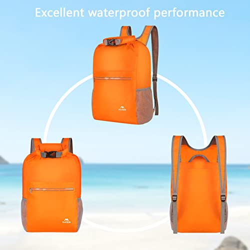 Dry Bag, Marine Dry Sack Waterproof Backpack with Small Wet Bags for Kayaking Floating Swimming Boating, Lightweight Paddle Board Casual Daypack for Hiking Camping 2pcs Set Friendship Gift, Orange