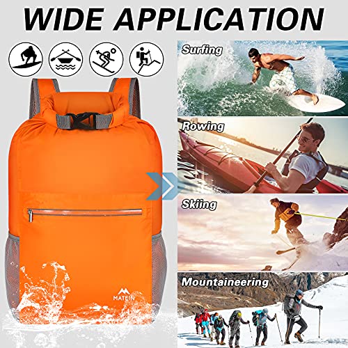 Dry Bag, Marine Dry Sack Waterproof Backpack with Small Wet Bags for Kayaking Floating Swimming Boating, Lightweight Paddle Board Casual Daypack for Hiking Camping 2pcs Set Friendship Gift, Orange