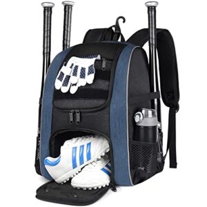 MATEIN Baseball Backpack, Lightweight Softball Bag with Shoes Compartment for Men, Large Capacity Baseball Bags Gift for Adults with Fence Hook Hold 4 Tee Ball Bats, TBall Gear, Helmet