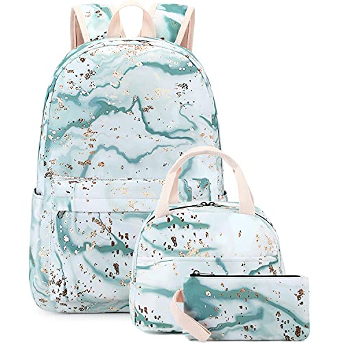 Bluboon Teen Girls School Backpack Kids Bookbag Set with Lunch Box Pencil Case Travel Laptop Backpack Casual Daypacks (Gray)